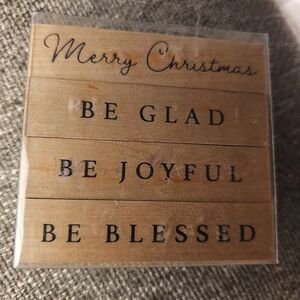 Recollections 4pc Wood Mount Christmas Rubber Stamp Set Noel Holidays Joyful